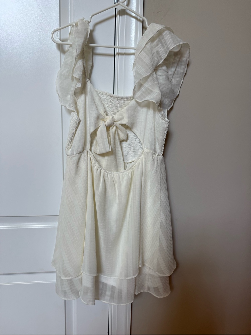 Altar'd State Cream Ruffle Strap Smocked Dress - Picture 2 of 3